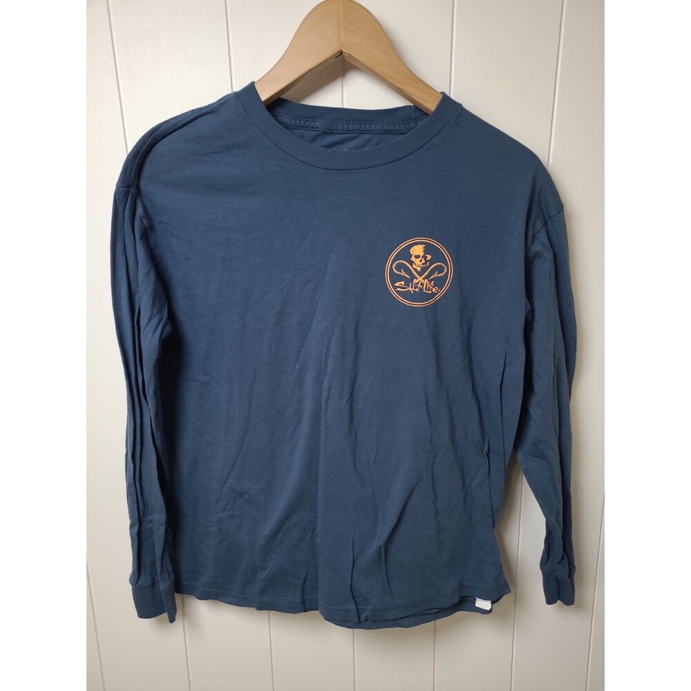 Salt Life Shirt Boys Size XL Blue Orange Graphic Long Sleeve Nautical Surf